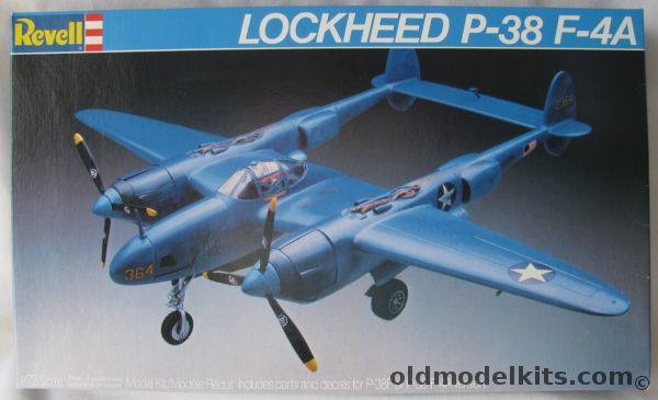 Revell 1/72 Lockheed P-38F or F-4A - 343rd FG 54th FS 11th Air Force Aleutians 1942 or 8th Photo Recon Group F-4C India 1942, 4521 plastic model kit